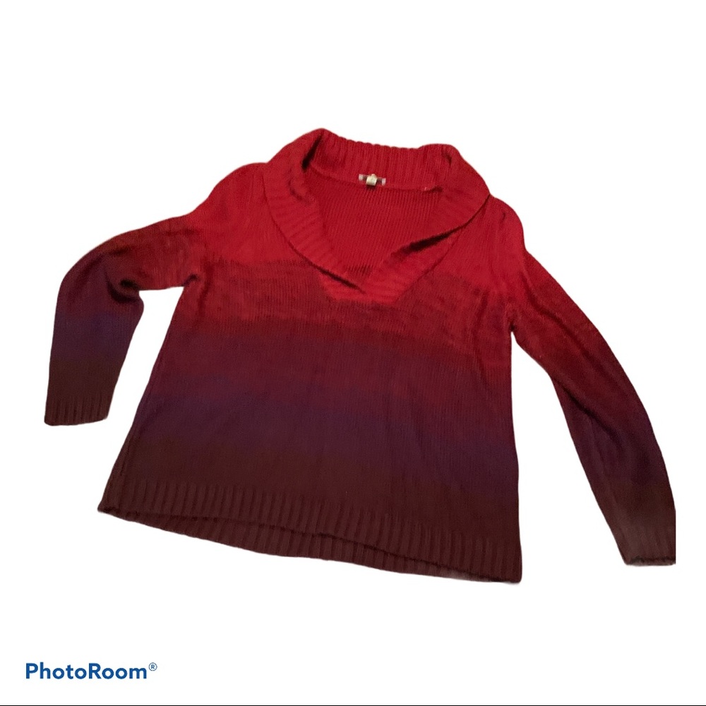 Lady’s Ombré Dyed Sweater Red & Wine Size 2XL